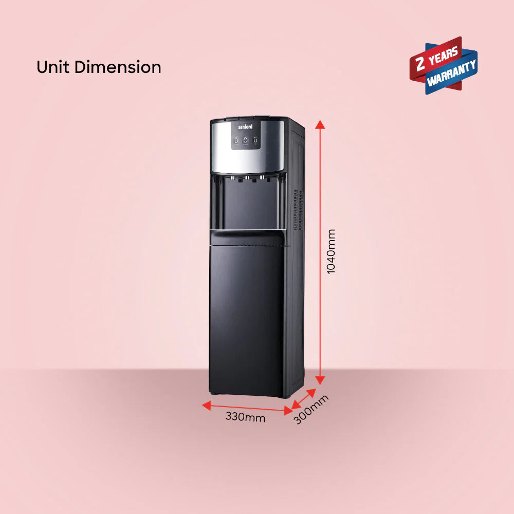 Sanford Bottom Load Hot, Cold & Normal Water Dispenser | #304 Stainless Steel Tank | Compressor Cooling | 520W Power
