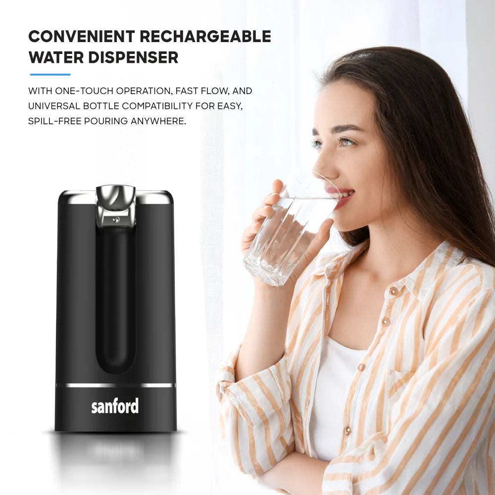 Sanford Rechargeable Automatic Water Dispenser | 1200mAh Battery | USB Charging | Foldable Pipe | Food-Grade Silicone Hose