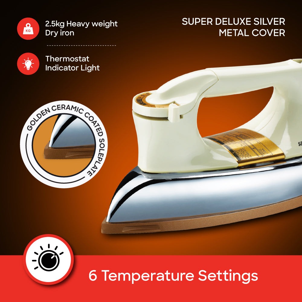 Sanford 1100W Heavy Weight Dry Iron with Golden Ceramic Soleplate