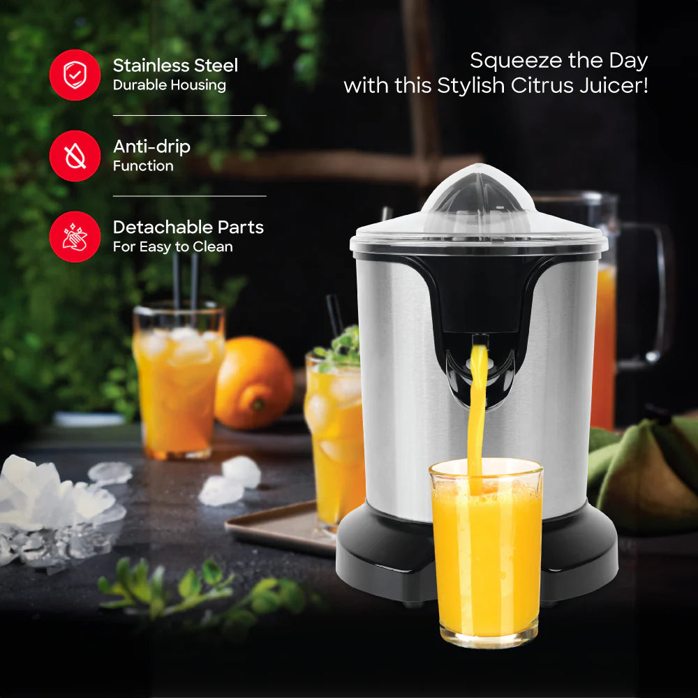 Sanford 2-in-1 Citrus Juicer with Adjustable Pulp Filter and Stainless Steel Housing