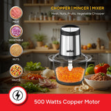 Sanford 1.2L 500W Electric Food Chopper with Glass Bowl and 2-Speed Control