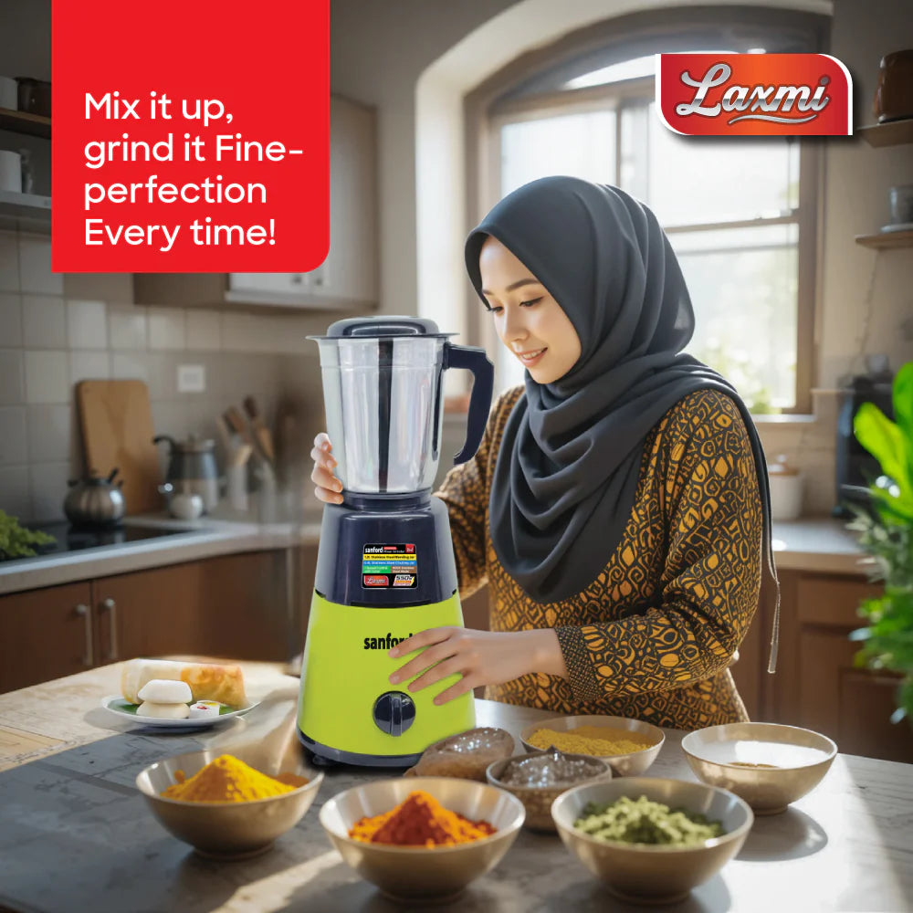 Sanford 550W Mixer Grinder | 1.2L Blending Jar & 0.4L Chutney Jar | 3-Speed Control | Stainless Steel Blades