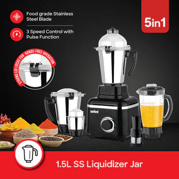 Sanford 5-in-1 Mixer Grinder | 1200W | 3 Stainless Steel Jars + Juicer Jar | ABS Body | 3 Speed Control | Overload Protectio