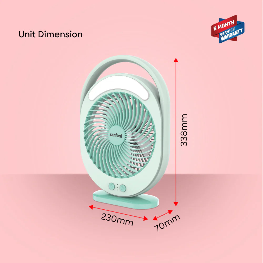 Sanford 2-in-1 Rechargeable Fan with 18 LED Lights and 3-Speed Control – Up to 15H Fan Runtime & 20H LED Runtime