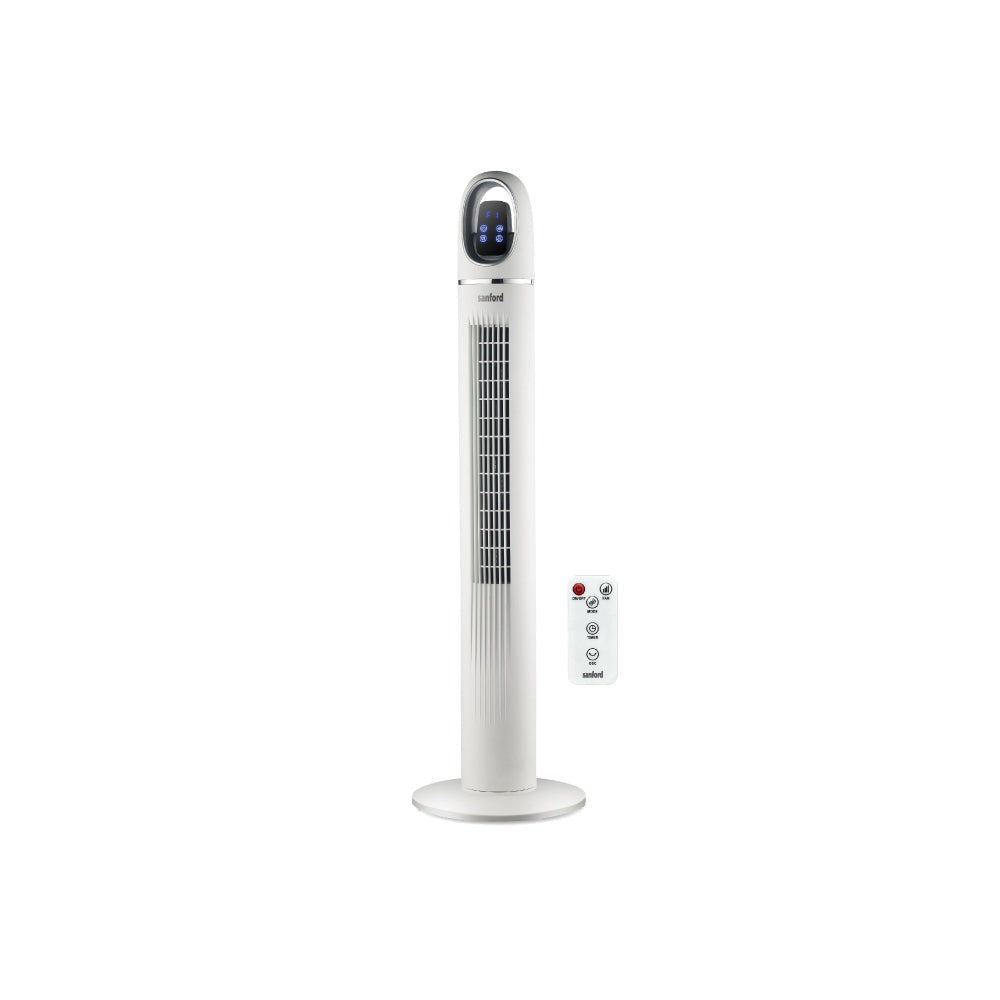 Sanford 45-Inch Tower Fan | Slim Design | 50W Power | LED Touch Display | 3 Speeds | 24H Timer | Remote Control | Wide Oscillation | Detachable Base | Quiet Operation