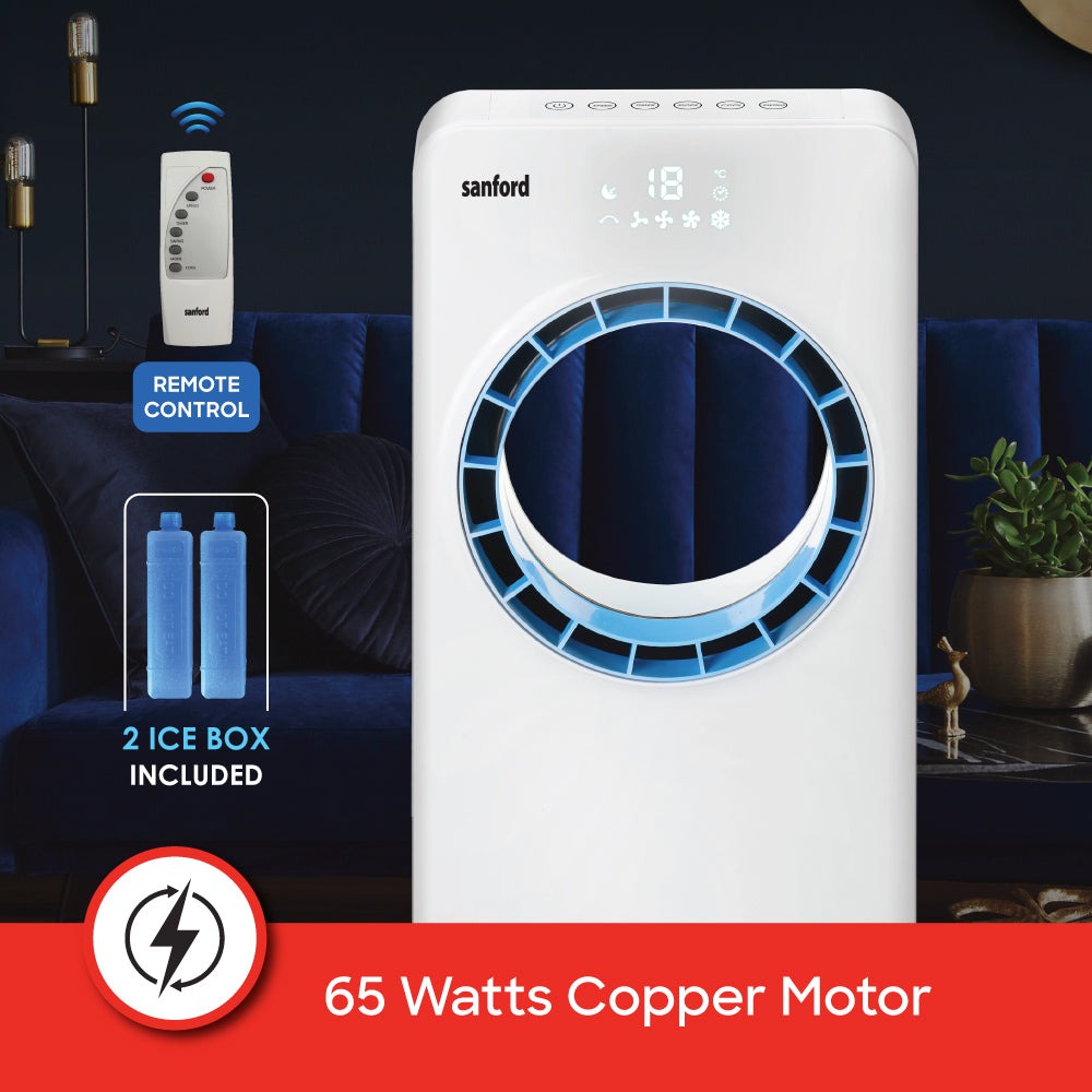 Sanford Bladeless Air Cooler 3.5L Tank 4 Wind Modes 70° Oscillation Remote Control 2 Year Warranty