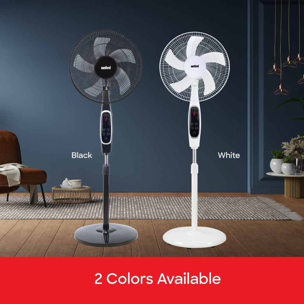 Sanford 18-Inch Stand Fan | 60W Heavy-Duty Motor | LED Display & Remote | 3-Speed | 7-Hour Timer