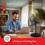 Sanford 16” Rechargeable Stand Fan – 5-in-1 Multi-Functional Tower Fan with LED Light, 5 Speeds, 45H Runtime, USB Charging & Oscillation | AC/DC Use
