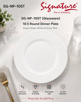 Signature Round Glassware Plates – Scratch-Resistant & Dishwasher Safe - 10.5 inch Dinner Plate