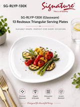 Signature Reuleaux Triangular Glassware Plates – Scratch-Resistant & Dishwasher Safe - 13 inch Serving Plate