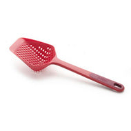 Joseph Joseph Scoop Plus small slotted draining scoop and serving tool in red.