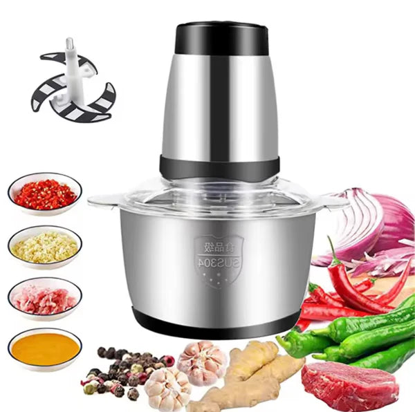Stainless Steel Meat Blender Meat Mincer Grinder Electric Food Chopper For Meat Vegetables Fruits Nuts With 4 Sharp Blades, Meat Grinders With Bowl Heavy For Kitchen