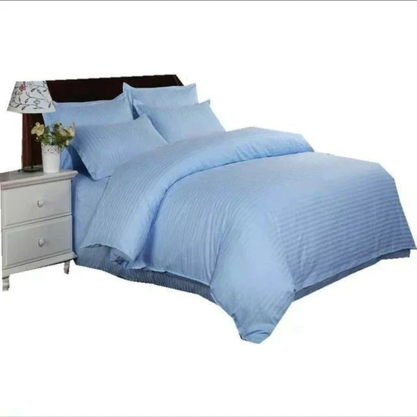 6*7 Stripped Cotton Duvet Cover Set White