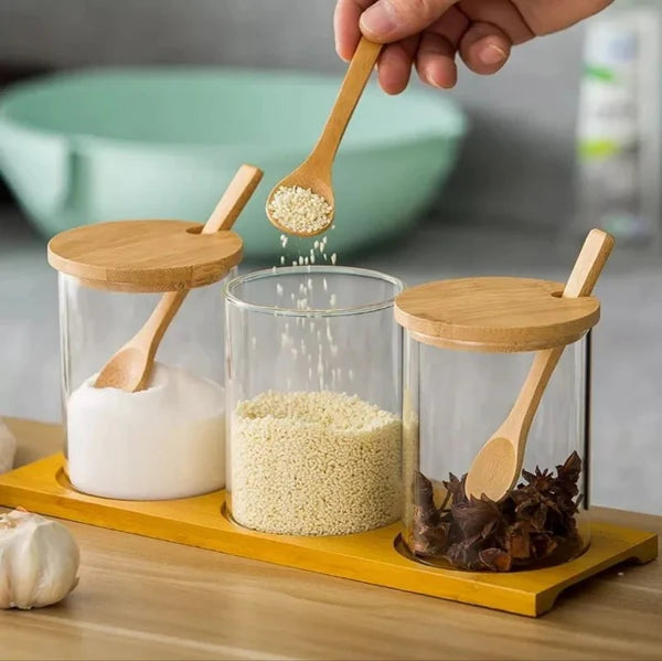 4in 1 Set -3Canister+1Oil/Vinegar Jar
