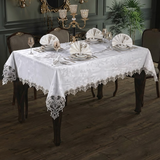 Elegant White Dining Tablecloth Set with Napkins & Rings