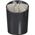 Joseph Joseph Segment utensil pot with dividers in dark grey and grey, 19.1cm tall.