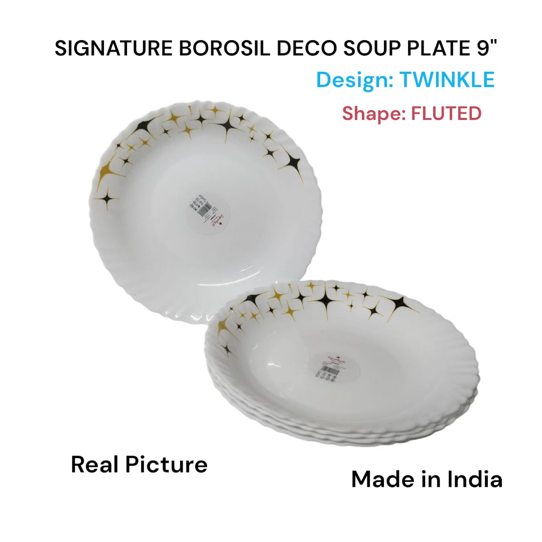 6pcs Signature Borosil Deco Soup Plate 9"