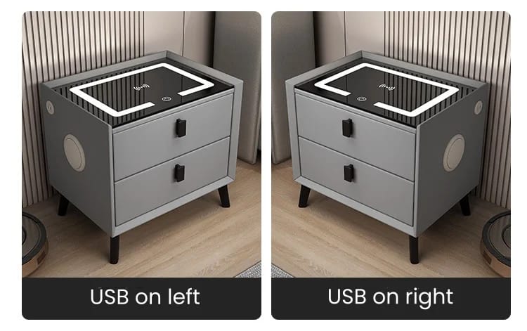 Smart bedside table cabinet with wireless charging Bluetooth