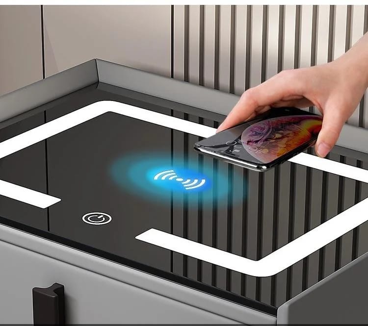 Smart bedside table cabinet with wireless charging Bluetooth