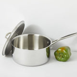 SoulChef Pure Stainless Steel 2.7 Litres Pure Stainless Steel Deep SaucePan with Lid and Long Handle