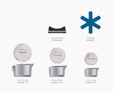 Joseph Joseph Space Steel 3 piece saucepan set with lid stand and felt pan protectors