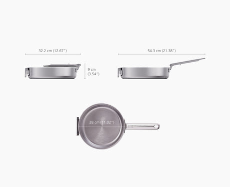 Joseph Joseph Space Steel 28cm stainless steel saute pan with lid side view with lid on, Homelux Kenya