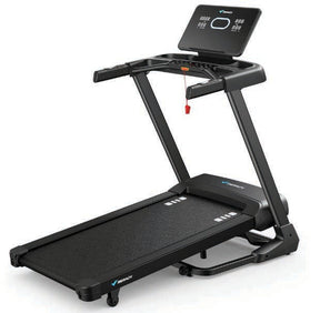 T33 folding treadmill with 5-inch blue LED screen and wide 1200x480mm running belt