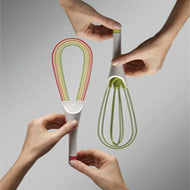 Joseph Joseph Twist 2-in-1 balloon and flat whisk in multicolour, third product view.