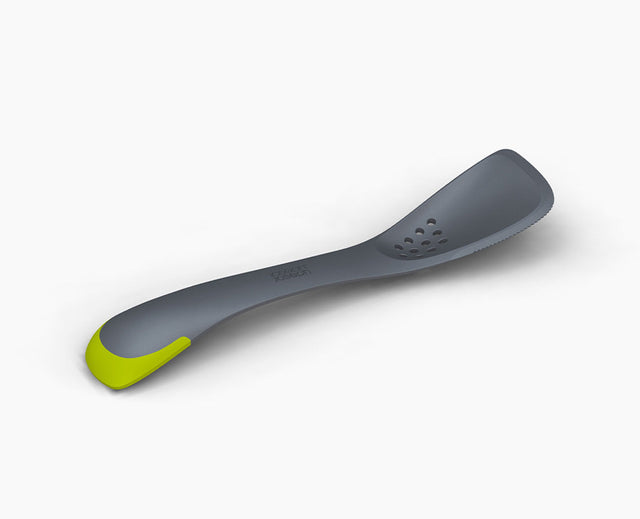 Joseph Joseph Uni-Tool 5-in-1 kitchen utensil in grey, shown full length.