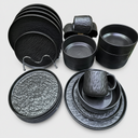 24 Pcs Rock Glazed Ceramic Dinner Set 6 Plates Bowls Mugs Microwave Dishwasher Safe
