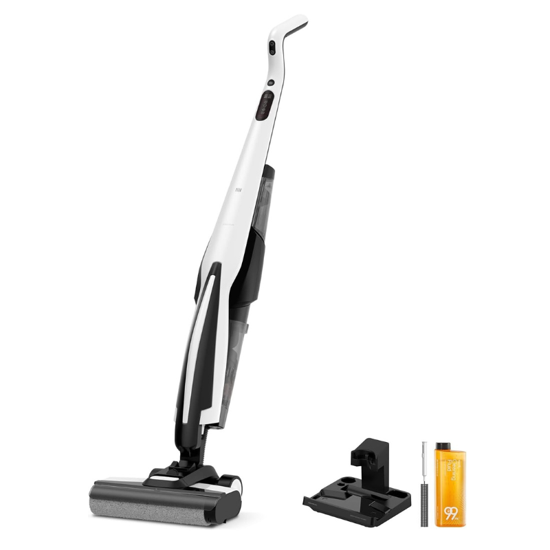 Deerma Wet Dry Vacuum Cleaners for Home, 180°Lie-Flat Cordless Vacuum Mop All in One with Voice Prompts Edge Cleaning Self-Cleaning Vac Mop for Hard Floors Sticky Messes and Pet Hair Quick Cleanups