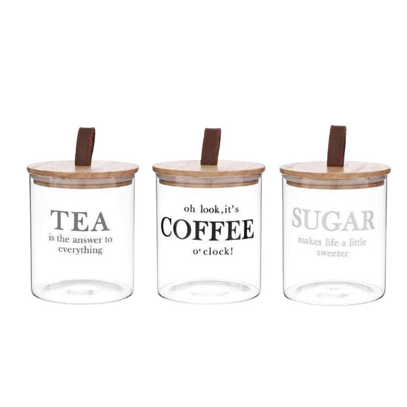 Tea Coffee Sugar Corner: Danny Home 3 Piece Glass Canister Set, 1250ml Glass Jar and Pantry Labels