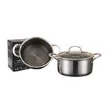 UccLife Triply Stainless Steel Casserole Pot with Glass Lid, 18cm to 28cm, Honeycomb Non Stick Sufuria, Induction and Oven Safe