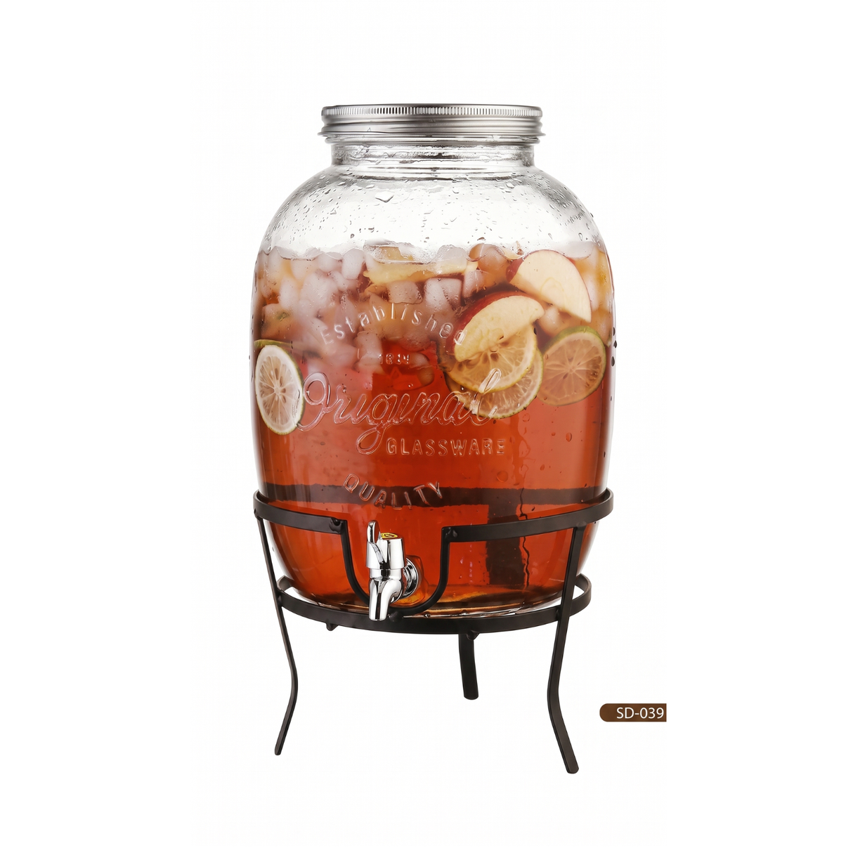 Danny Home Glass Juice Dispenser with Tap & Stand | Large Beverage Dispenser for Juice, Water & Drinks