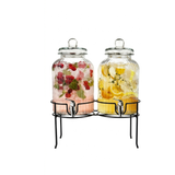 Danny Home Glass Juice Dispenser with Tap & Stand | Large Beverage Dispenser for Juice, Water & Drinks