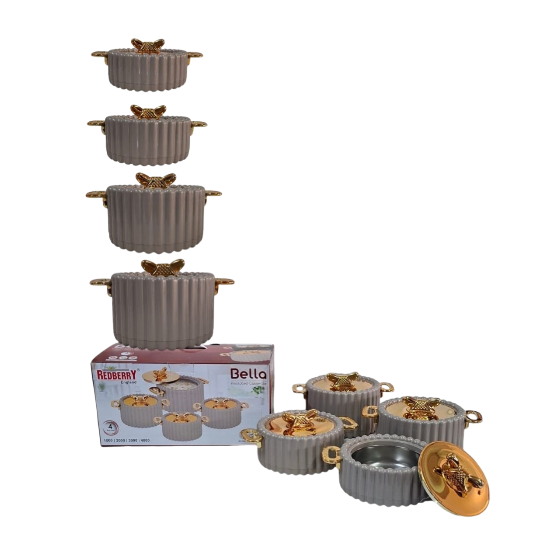 Redberry Bella Premium 4-Piece Plastic Designer Hotpot Set (1000ml / 2000ml / 3000ml / 4000ml)