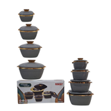 Redberry Premium Range Plastic Designer Hotpot Square Gold 4pcs Set (850ml / 1200ml / 2000ml / 3000ml)