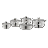 Edenberg 10 PCS Stainless Steel Cookware Set | 2.1L, 2.9L, 3.3L, 3.9L & 6.1L