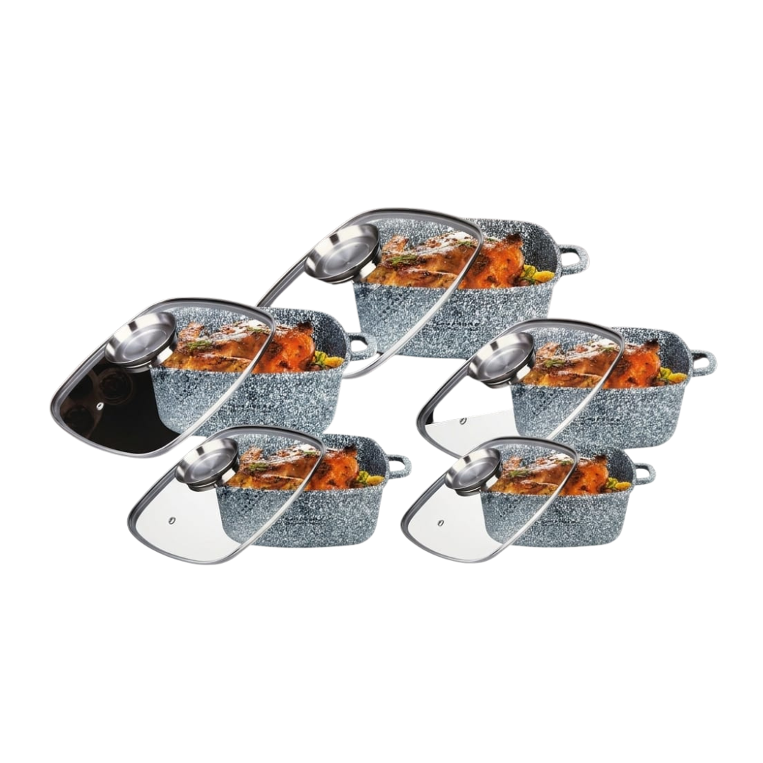 Edenberg 10 Pcs Non-Stick Cookware Set | 20, 22, 24, 26, 28 cm