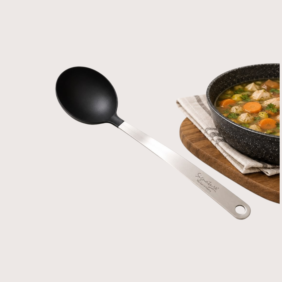 Signature Ladle Spoon – 14" Silicone Head, Stainless Steel Handle