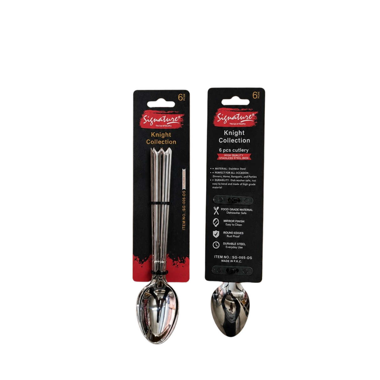 Signature Dessert Spoon 6-Piece Set – Knight Collection Stainless Steel Cutlery