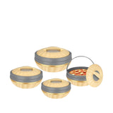 4Pc Plastic Hot Pot Set Thermal Insulated Casserole Hotpot Warmer Serving