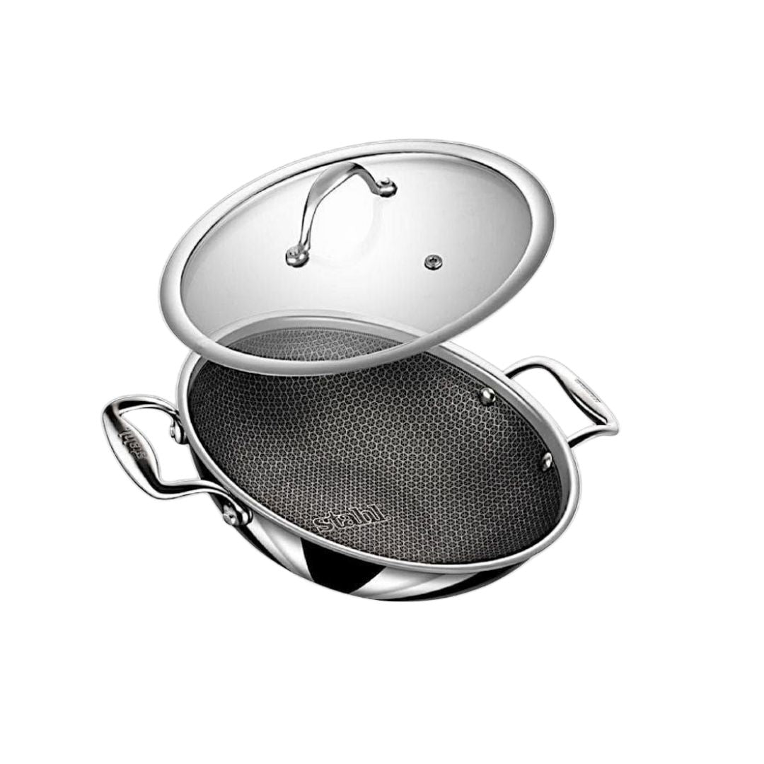 Stahl Stainless Steel Pot Triply Biryani Handi Cookware with Glass Deep 3-Layer Cooking Pot | Gas & Induction Compatible, Oven-Safe | Perfect for Pilau, Rice, Stews & Family Meals