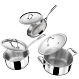 Stahl Triply Stainless Steel Cookware Set Combo | Frying Pan, Sauce Pan & Pot with Lids