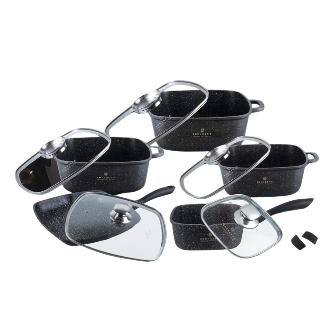 Edenberg 10pcs Cookware Set with Grill Frypan, Sauce Pan & Oven Safe Casserole