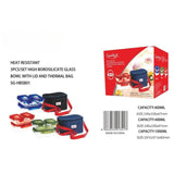 3Pcs Glass Lunch Box Set with Thermal Insulated Bag for Food Storage and Transport