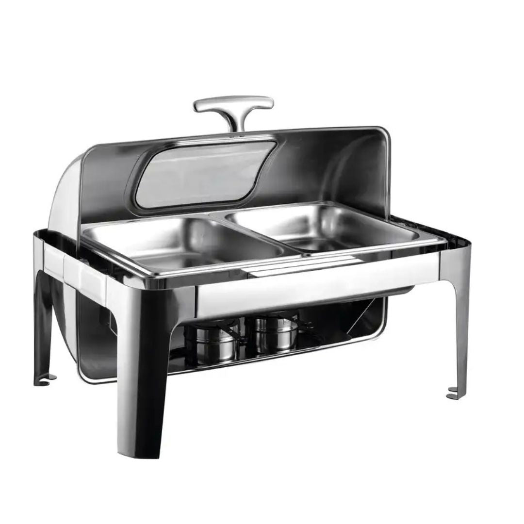 Chaffing dish Stainless steel roll top with glass window 9 Ltr Roll Top cheffing dish
