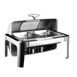 Chaffing dish Stainless steel roll top with glass window 9 Ltr Roll Top cheffing dish