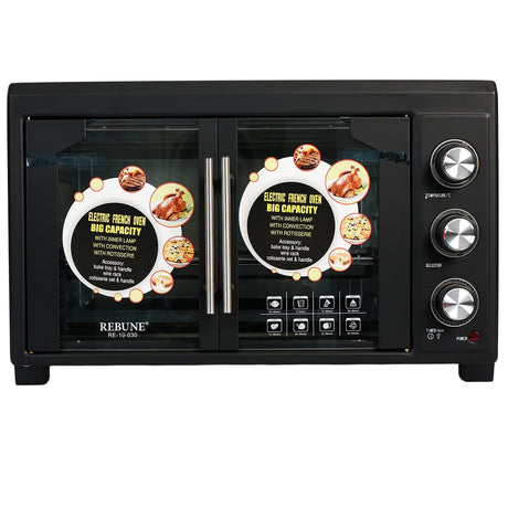 Rebune French Door Electric Oven 45L with rotisserie and double glass door