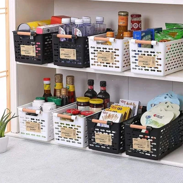 3 Piece Plastic Kitchen Pantry Organizer Storage Basket Multifunctional Baskets-3pcs